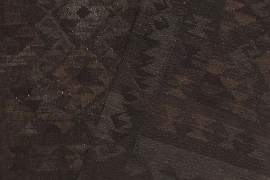 Flat Weave Kilim Antique Navaho Vintage handmade Geometric Kilim Charcoal Blue Hand-Woven Rectangle 100% Wool Area Rug 6x7 