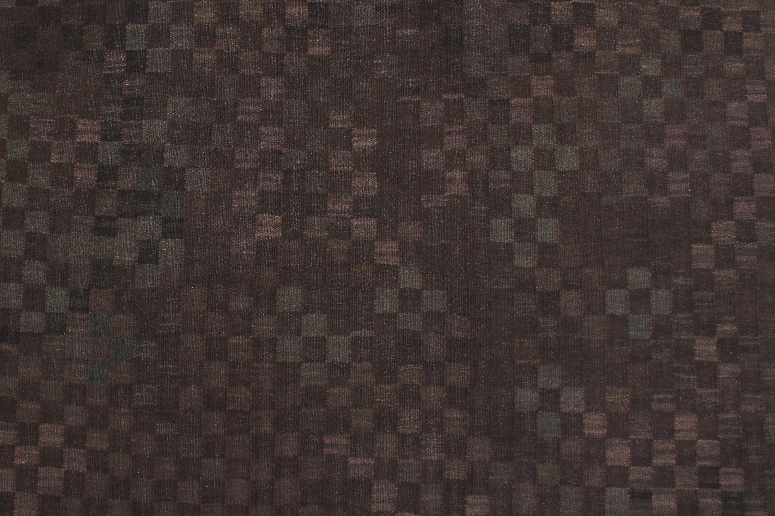 handmade Modern Kilim Brown Green Hand-Woven RECTANGLE 100% WOOL area rug 6 x 8