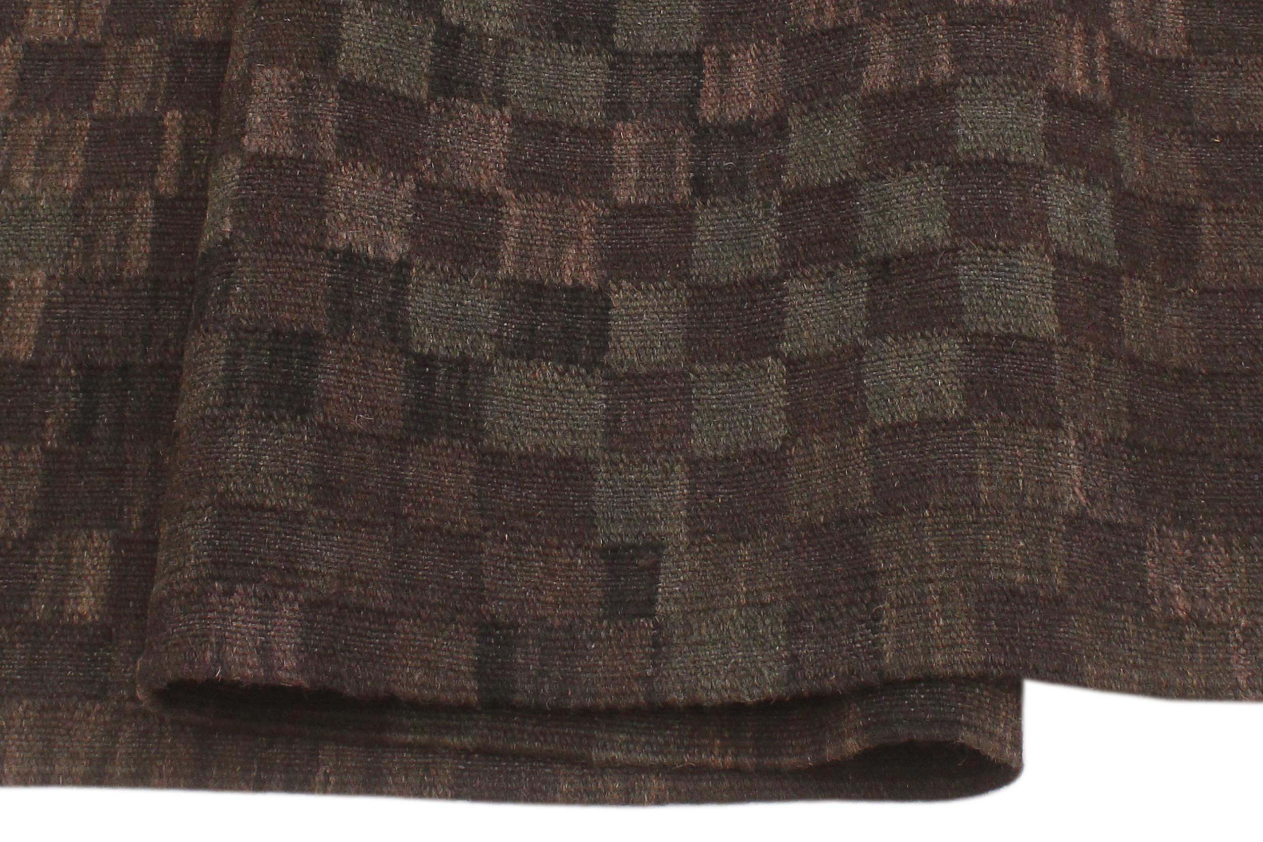 handmade Modern Kilim Brown Green Hand-Woven RECTANGLE 100% WOOL area rug 6 x 8