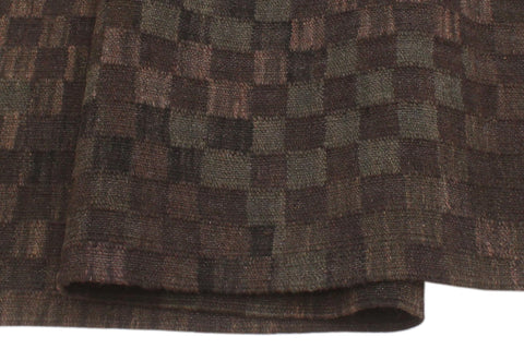 handmade Modern Kilim Brown Green Hand-Woven RECTANGLE 100% WOOL area rug 6 x 8