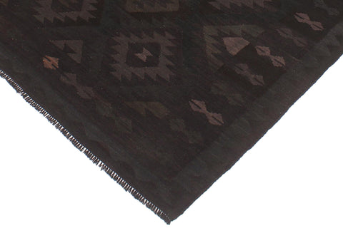 handmade Modern Kilim Black Blue Hand-Woven RECTANGLE 100% WOOL area rug 5 x 7