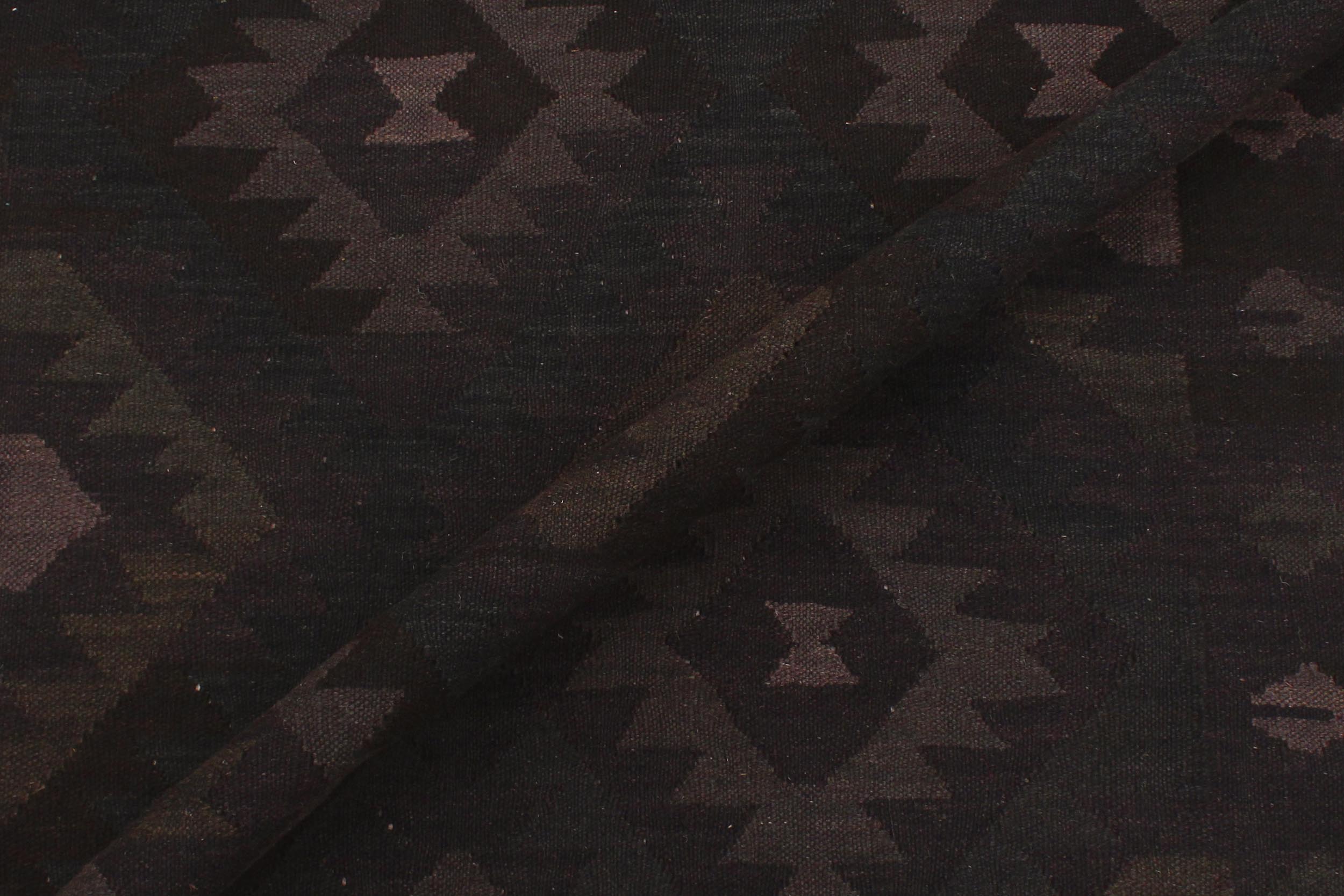 handmade Modern Kilim Black Blue Hand-Woven RECTANGLE 100% WOOL area rug 5 x 7