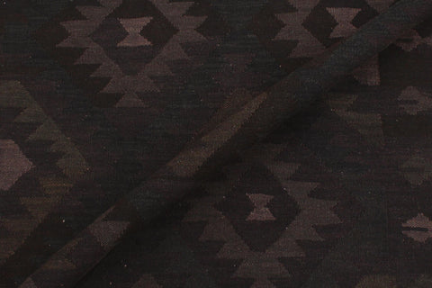 handmade Modern Kilim Black Blue Hand-Woven RECTANGLE 100% WOOL area rug 5 x 7