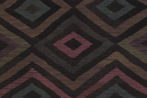 handmade Modern Kilim Black Blue Hand-Woven RECTANGLE 100% WOOL area rug 5 x 8