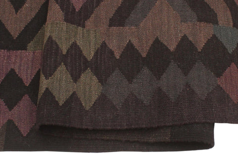 handmade Modern Kilim Black Blue Hand-Woven RECTANGLE 100% WOOL area rug 5 x 8