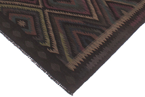 handmade Modern Kilim Black Green Hand-Woven RECTANGLE 100% WOOL area rug 5 x 8