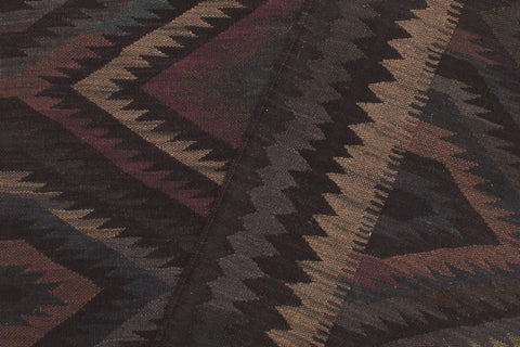 handmade Modern Kilim Black Green Hand-Woven RECTANGLE 100% WOOL area rug 5 x 8