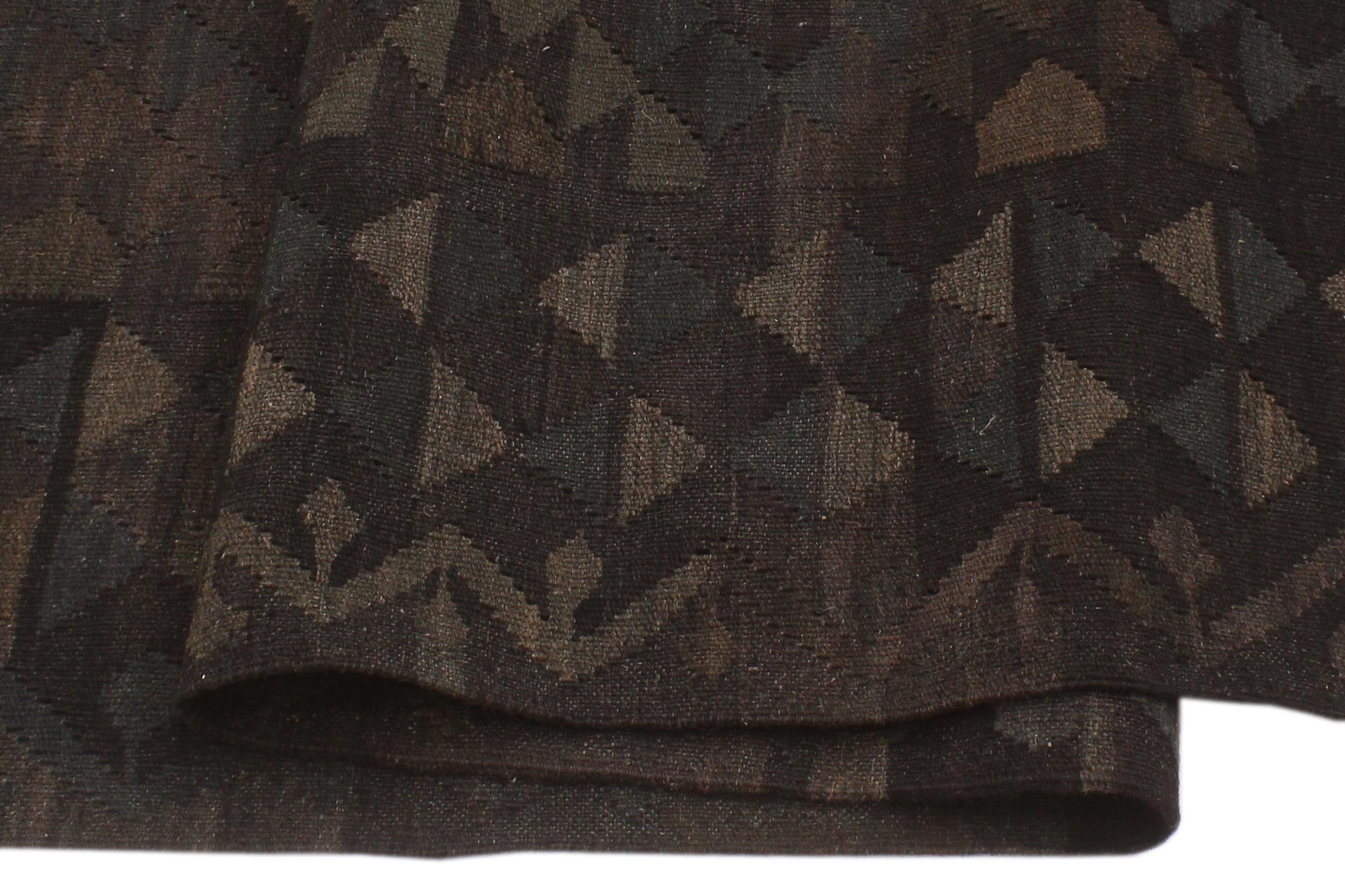 handmade Modern Kilim Black Brown Hand-Woven RECTANGLE 100% WOOL area rug 6 x 8