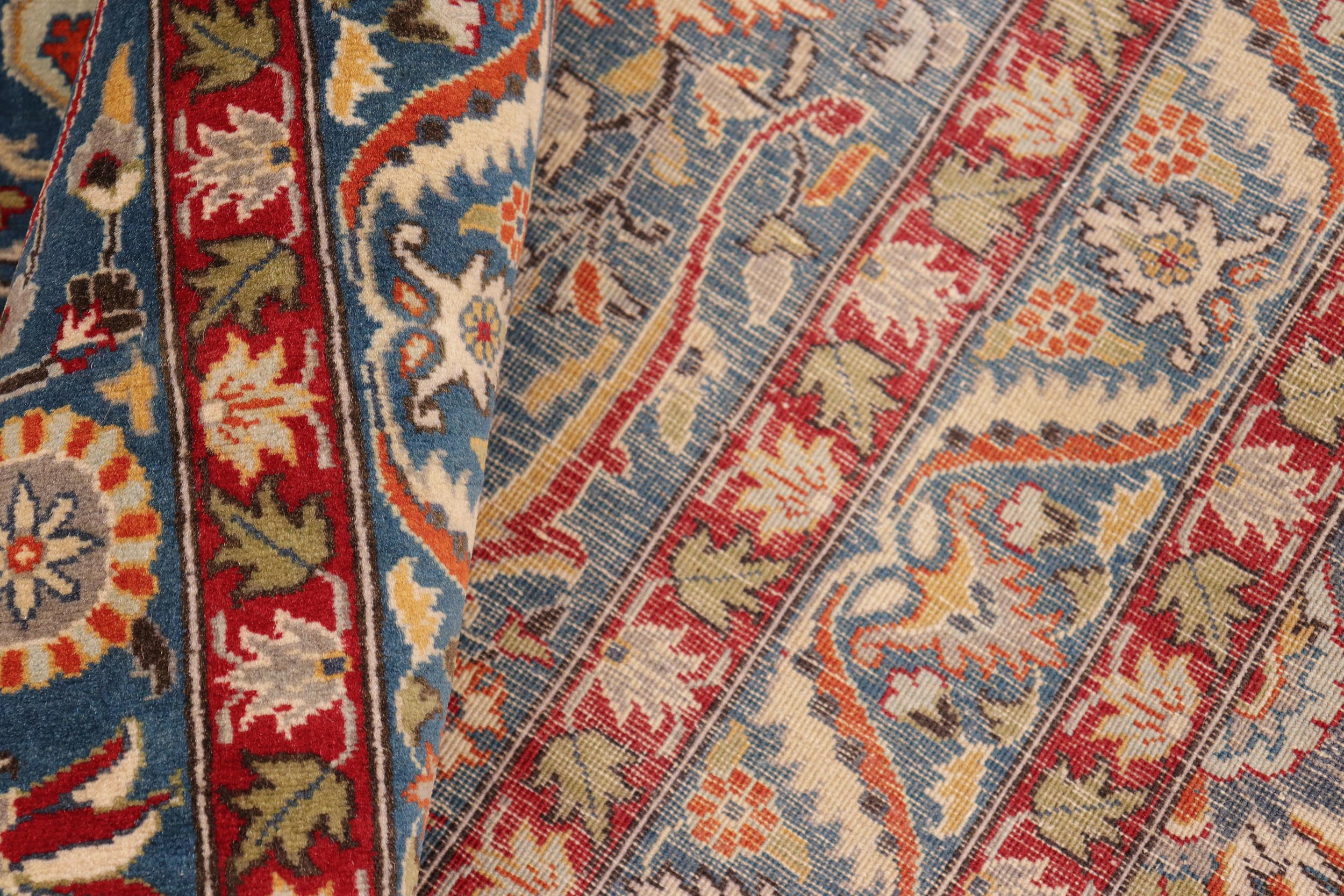 handmade Transitional New Asif Blue Red Hand Knotted RECTANGLE 100% WOOL area rug 10x14