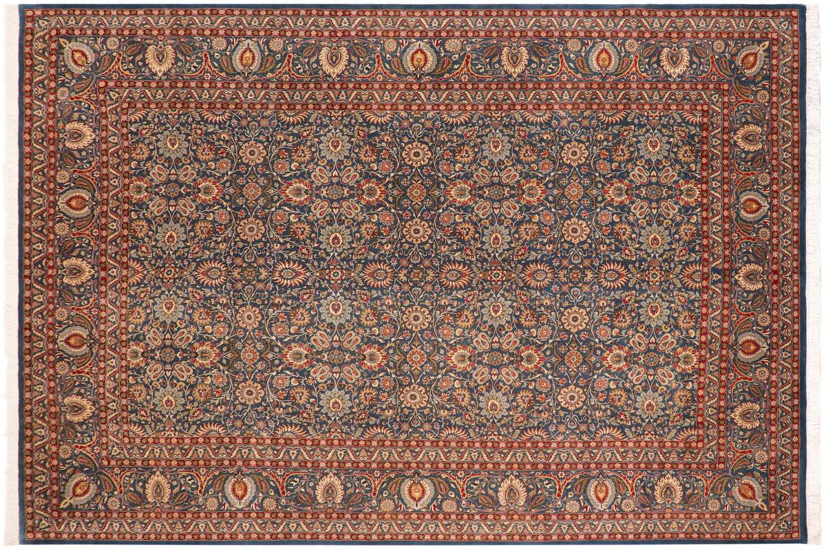 handmade Transitional New Asif Blue Red Hand Knotted RECTANGLE 100% WOOL area rug 10x14