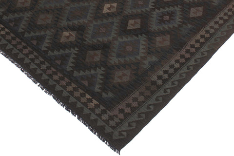 handmade Modern Kilim Blue Brown Hand-Woven RECTANGLE 100% WOOL area rug 6 x 10