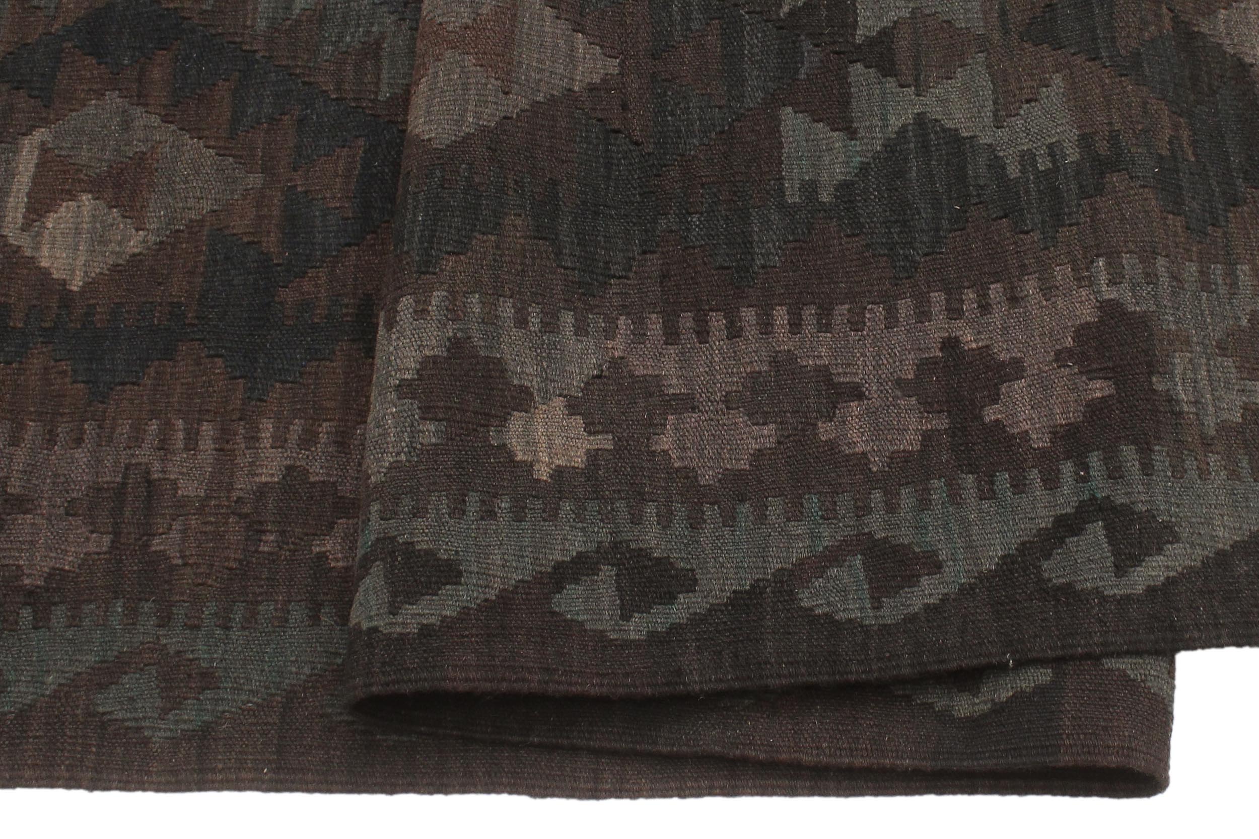handmade Modern Kilim Blue Brown Hand-Woven RECTANGLE 100% WOOL area rug 6 x 10