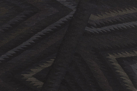 handmade Modern Kilim Black Blue Hand-Woven RECTANGLE 100% WOOL area rug 6 x 8