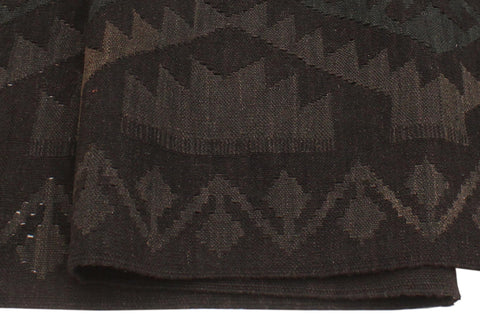 handmade Modern Kilim Black Green Hand-Woven RECTANGLE 100% WOOL area rug 6 x 7