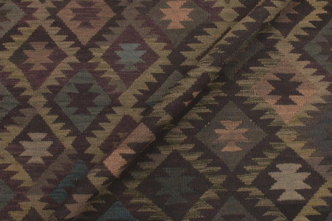 handmade Modern Kilim Black Blue Hand-Woven RECTANGLE 100% WOOL area rug 6 x 10