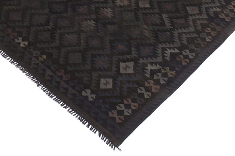 handmade Modern Kilim Black Blue Hand-Woven RECTANGLE 100% WOOL area rug 6 x 10
