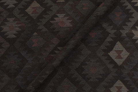 handmade Modern Kilim Black Blue Hand-Woven RECTANGLE 100% WOOL area rug 6 x 10