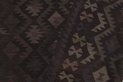 handmade Modern Kilim Black Blue Hand-Woven RECTANGLE 100% WOOL area rug 6 x 10