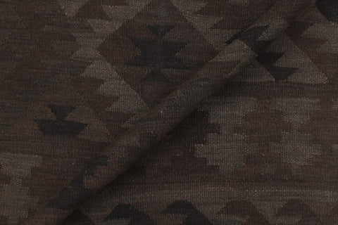 handmade Modern Kilim Brown Blue Hand-Woven RECTANGLE 100% WOOL area rug 6 x 10