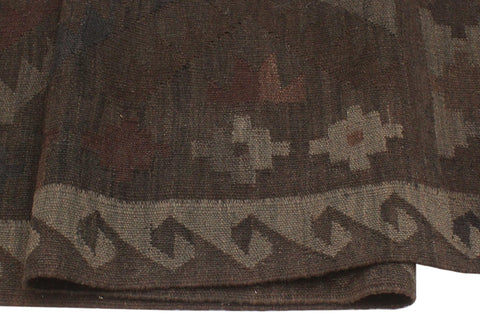 handmade Modern Kilim Brown Blue Hand-Woven RECTANGLE 100% WOOL area rug 6 x 10