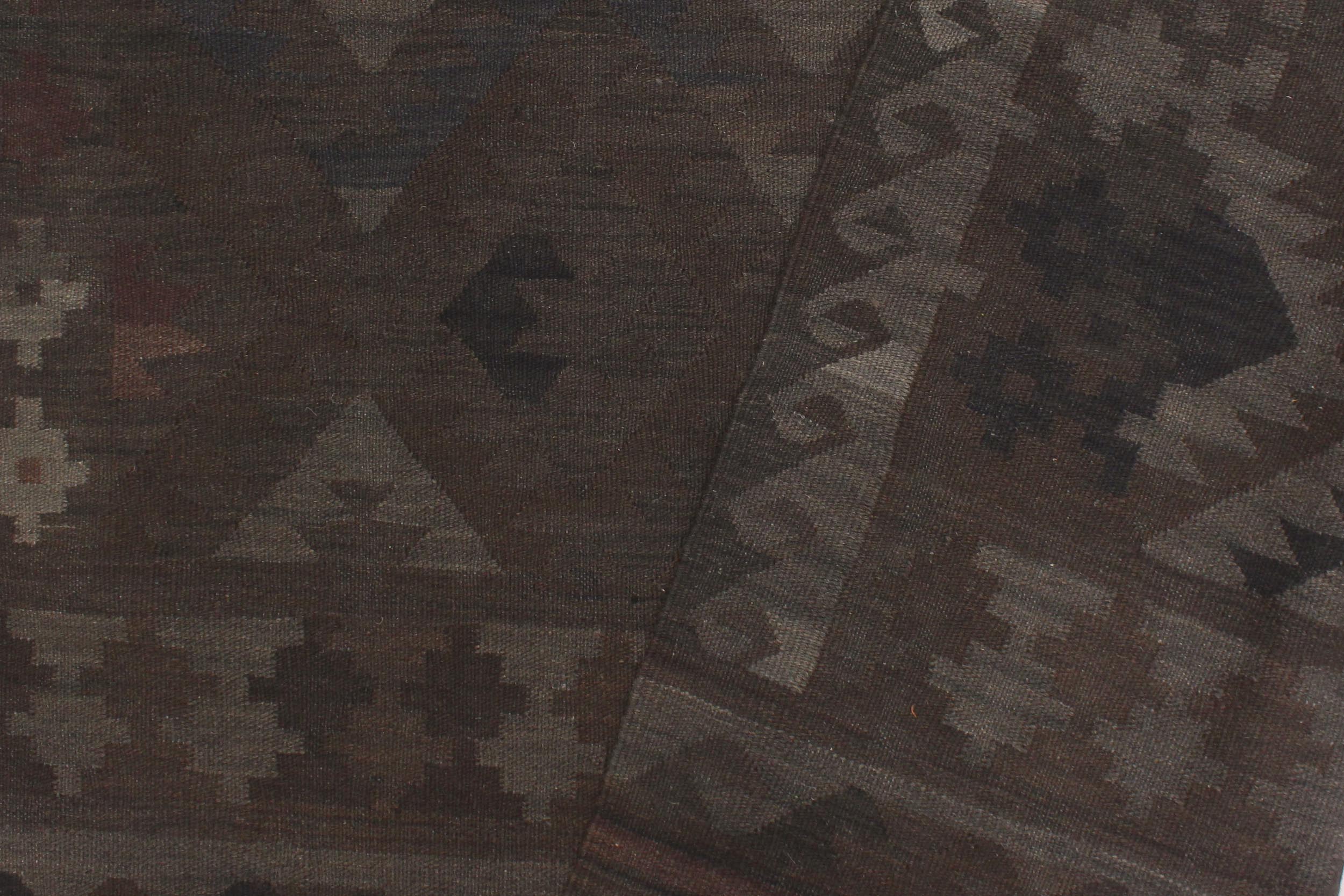 handmade Modern Kilim Brown Blue Hand-Woven RECTANGLE 100% WOOL area rug 6 x 10