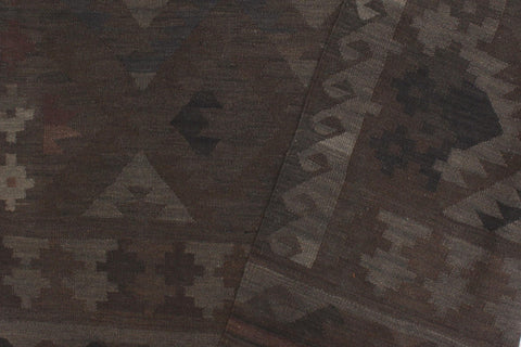 handmade Modern Kilim Brown Blue Hand-Woven RECTANGLE 100% WOOL area rug 6 x 10