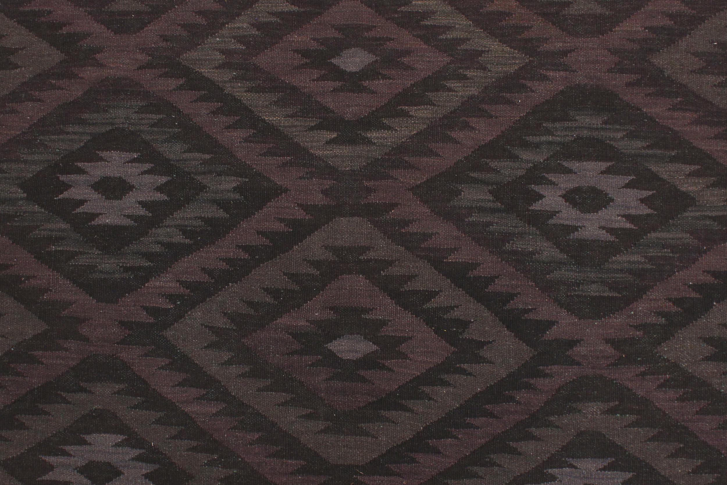 handmade Modern Kilim Black Blue Hand-Woven RECTANGLE 100% WOOL area rug 6 x 8