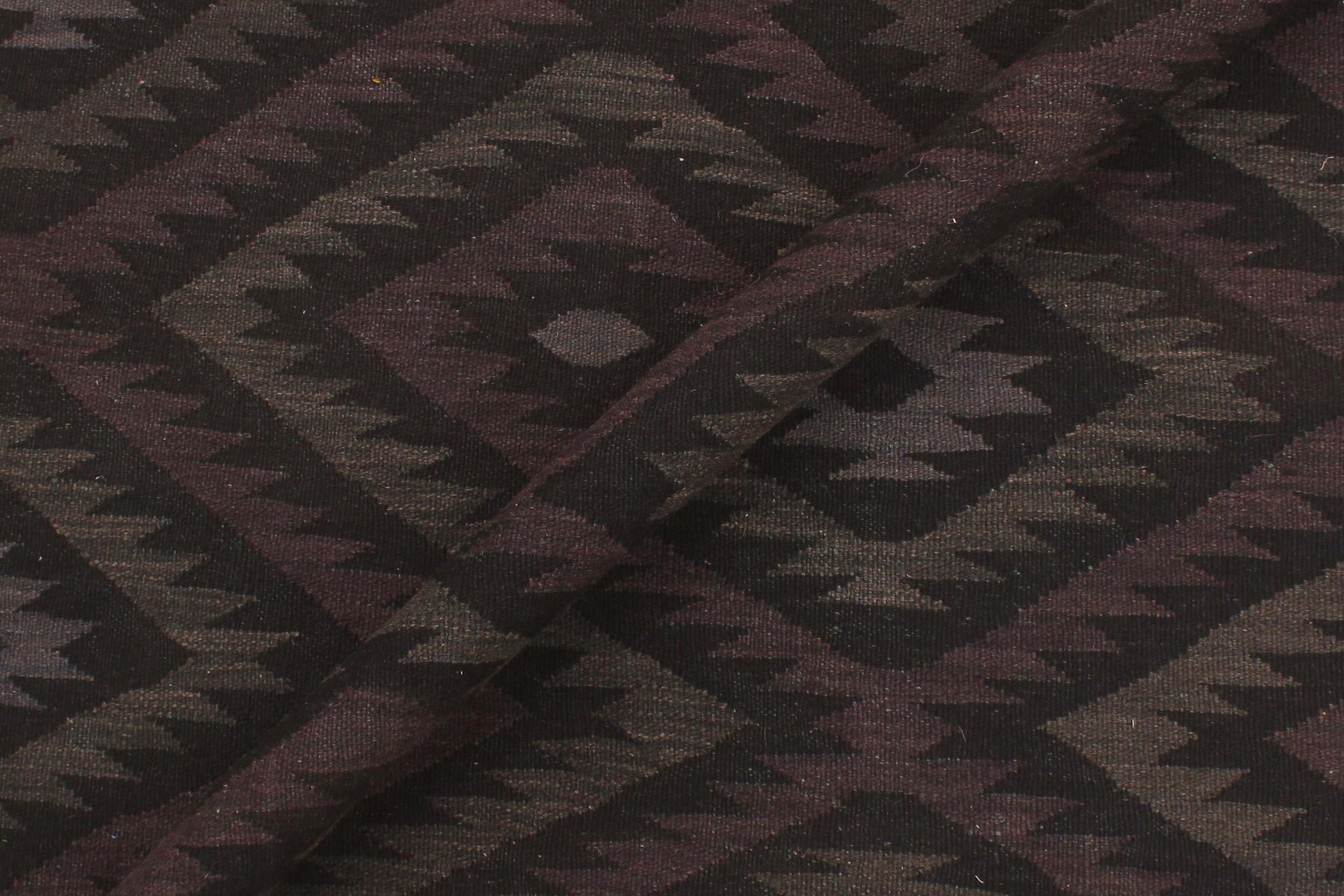 handmade Modern Kilim Black Blue Hand-Woven RECTANGLE 100% WOOL area rug 6 x 8