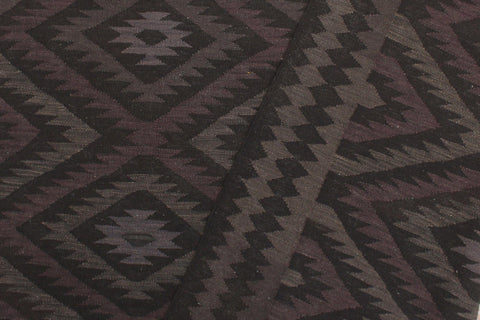 handmade Modern Kilim Black Blue Hand-Woven RECTANGLE 100% WOOL area rug 6 x 8