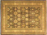 Turkish Knotted Istanbul Tempie Brown/Tan Wool Rug - 10'4'' x 14'5''