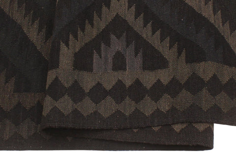 handmade Modern Kilim Black Blue Hand-Woven RECTANGLE 100% WOOL area rug 6 x 8