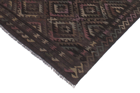 handmade Modern Kilim Black Brown Hand-Woven RECTANGLE 100% WOOL area rug 5 x 8