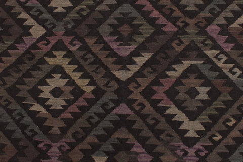 handmade Modern Kilim Black Brown Hand-Woven RECTANGLE 100% WOOL area rug 5 x 8