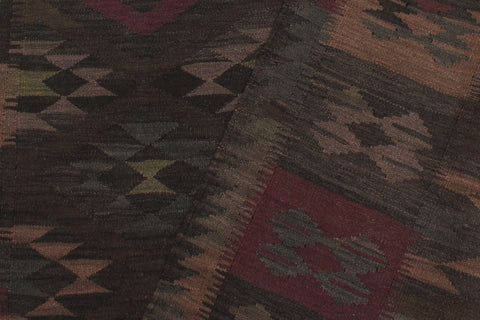 handmade Modern Kilim Charcoal Brown Hand-Woven RECTANGLE 100% WOOL area rug 6 x 8