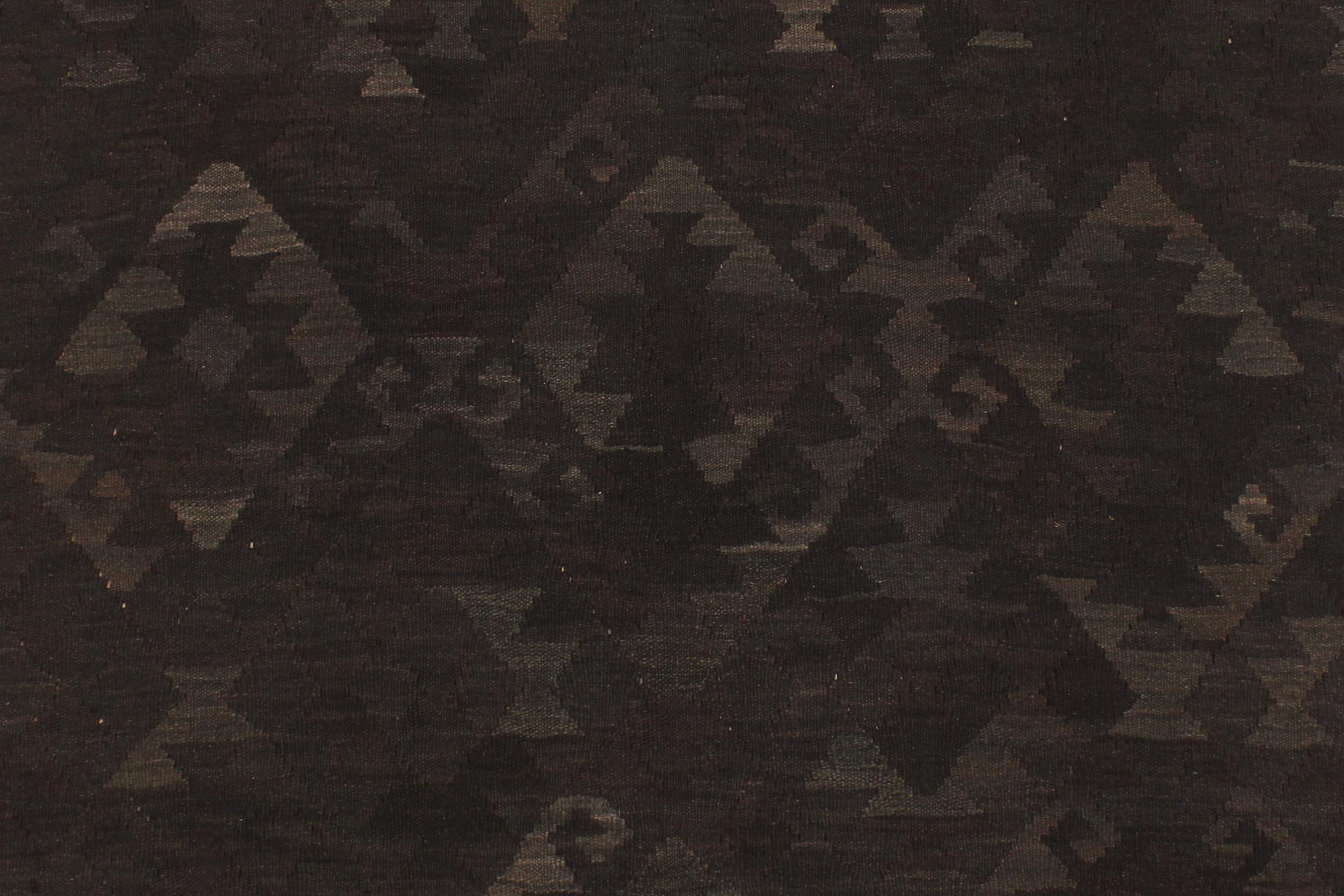 handmade Modern Kilim Black Blue Hand-Woven RECTANGLE 100% WOOL area rug 6 x 8