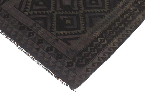 handmade Modern Kilim Black Blue Hand-Woven RECTANGLE 100% WOOL area rug 5x6