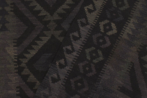handmade Modern Kilim Black Blue Hand-Woven RECTANGLE 100% WOOL area rug 5x6
