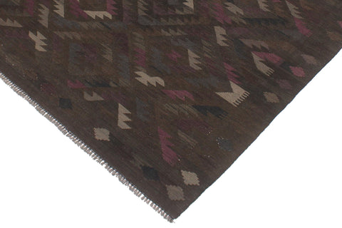 handmade Modern Kilim Brown Blue Hand-Woven RECTANGLE 100% WOOL area rug 6 x 8