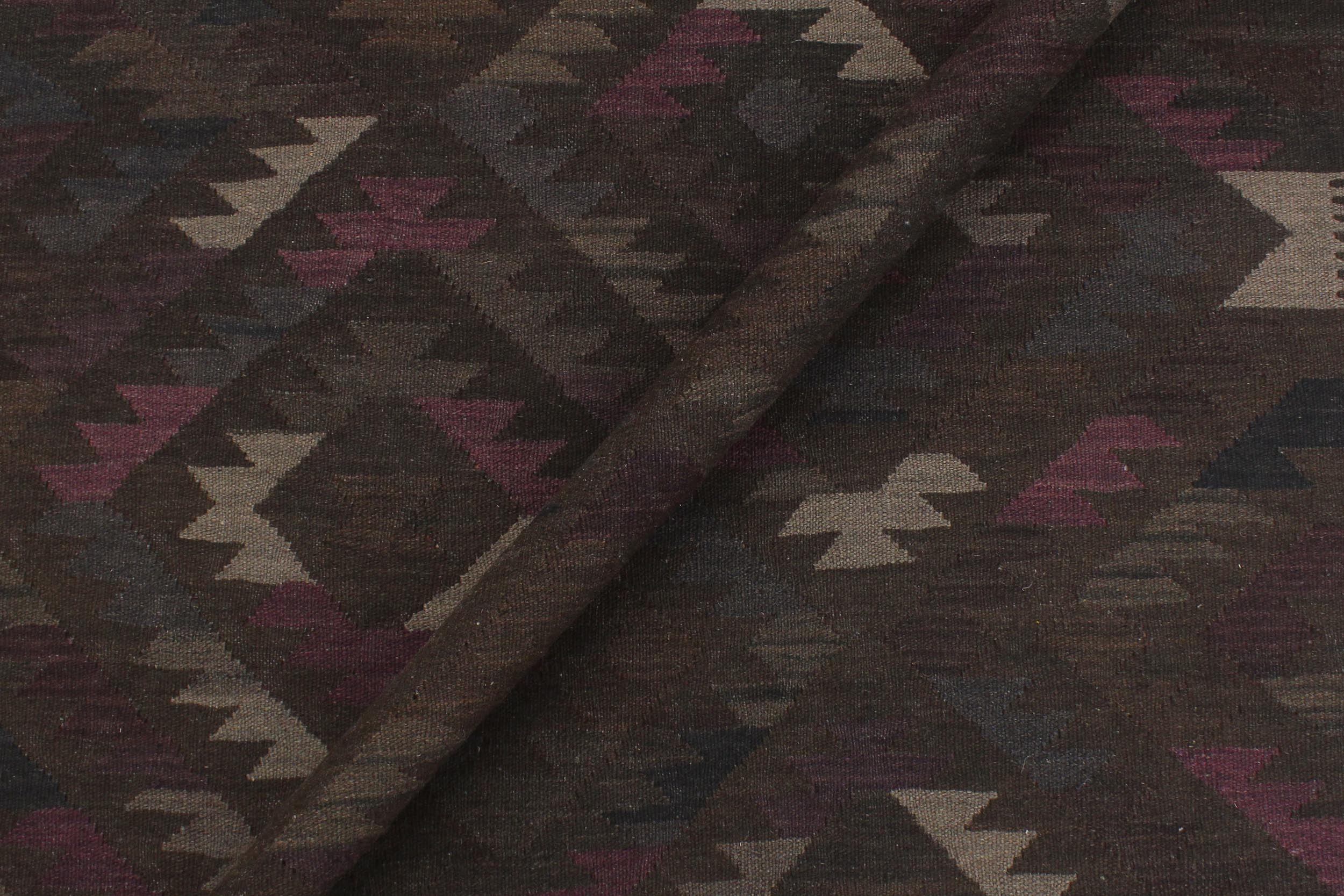 handmade Modern Kilim Brown Blue Hand-Woven RECTANGLE 100% WOOL area rug 6 x 8