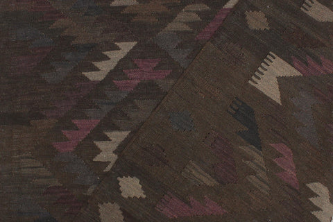 handmade Modern Kilim Brown Blue Hand-Woven RECTANGLE 100% WOOL area rug 6 x 8