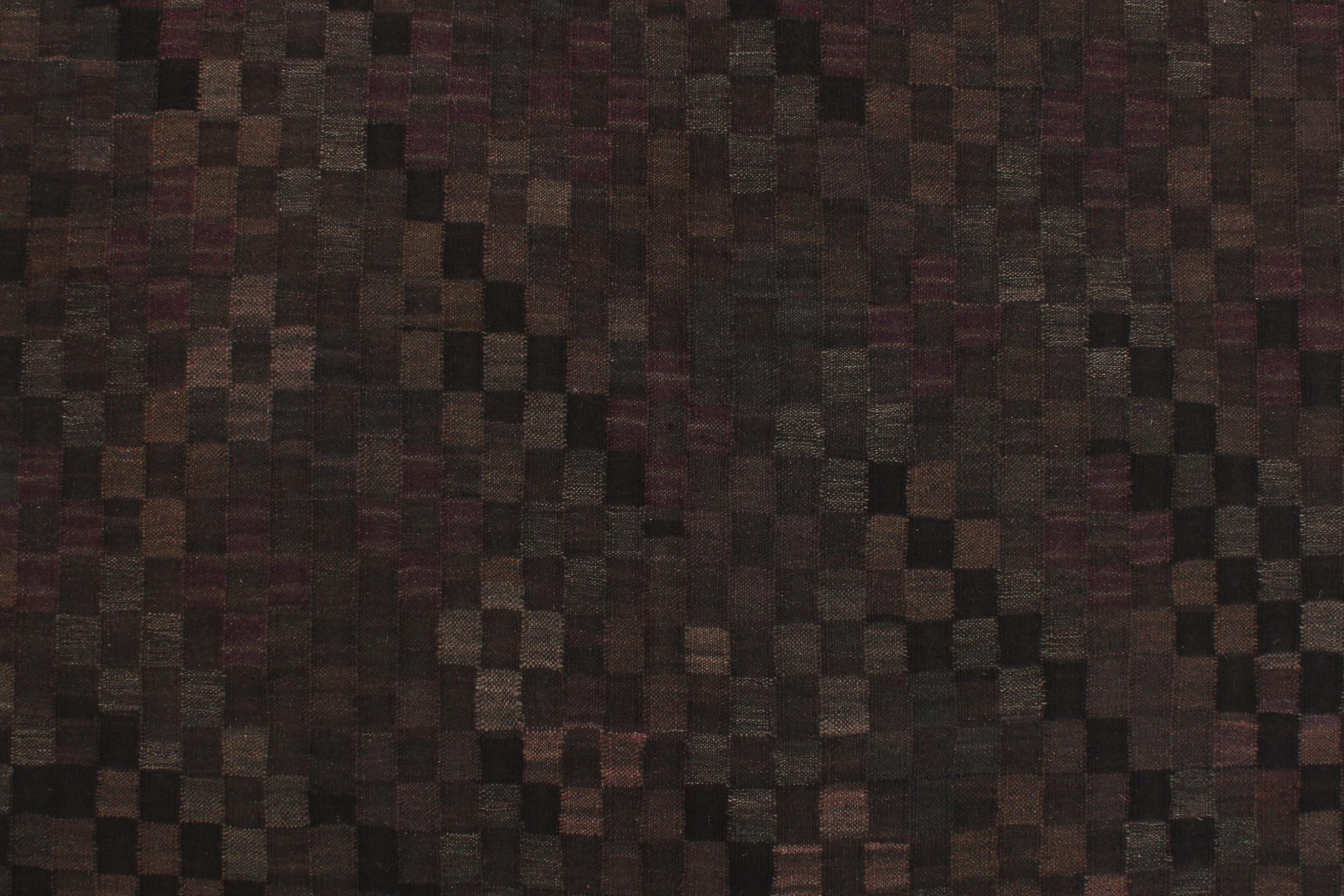 handmade Modern Kilim Black Brown Hand-Woven RECTANGLE 100% WOOL area rug 5 x 7