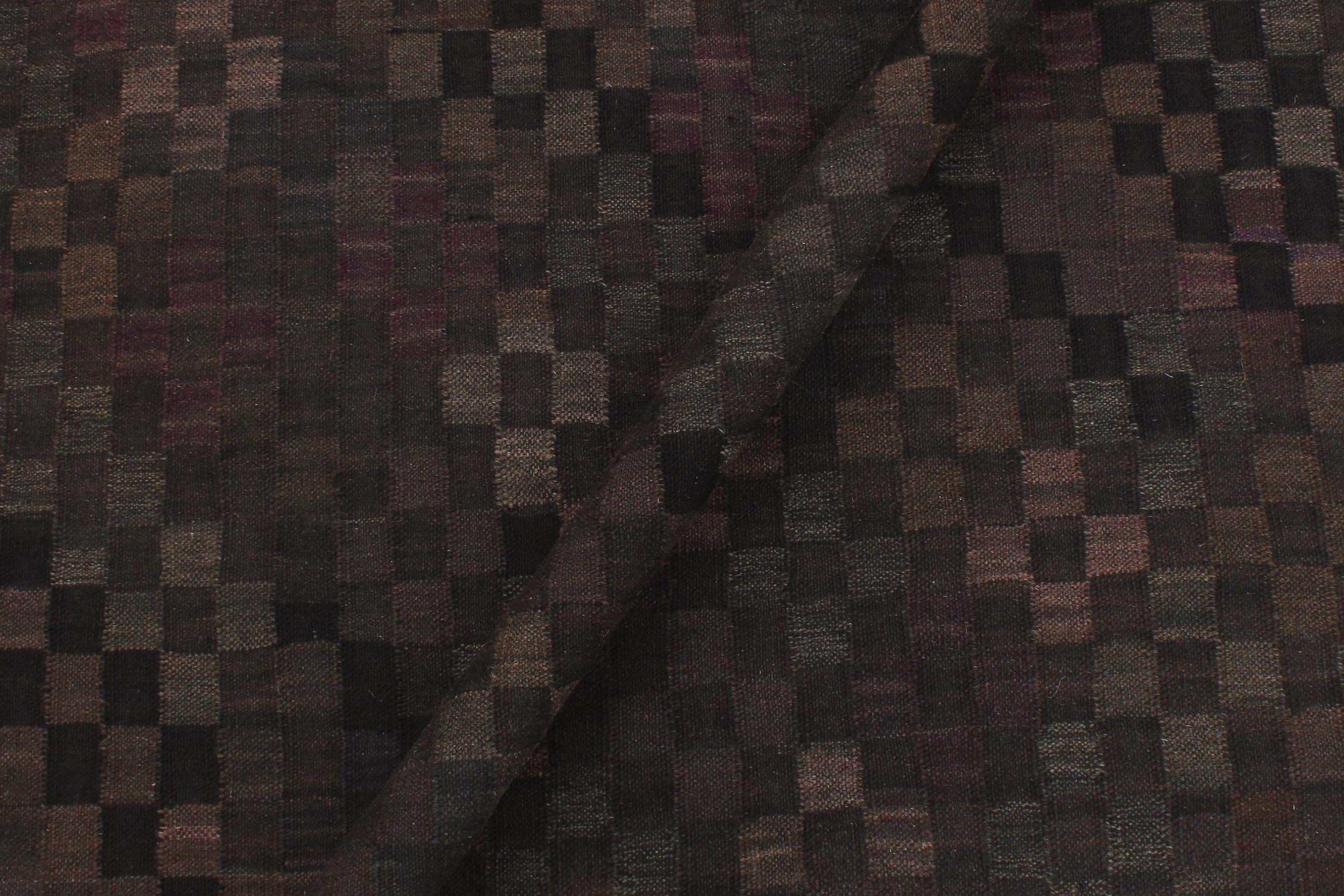 handmade Modern Kilim Black Brown Hand-Woven RECTANGLE 100% WOOL area rug 5 x 7