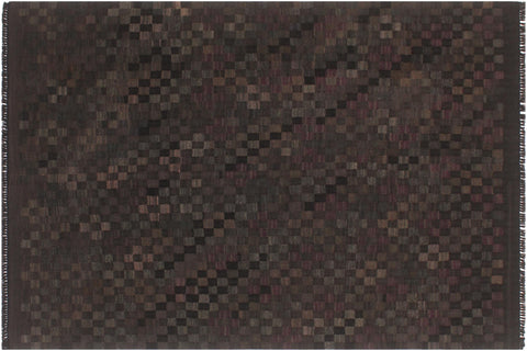 handmade Modern Kilim Black Brown Hand-Woven RECTANGLE 100% WOOL area rug 5 x 7