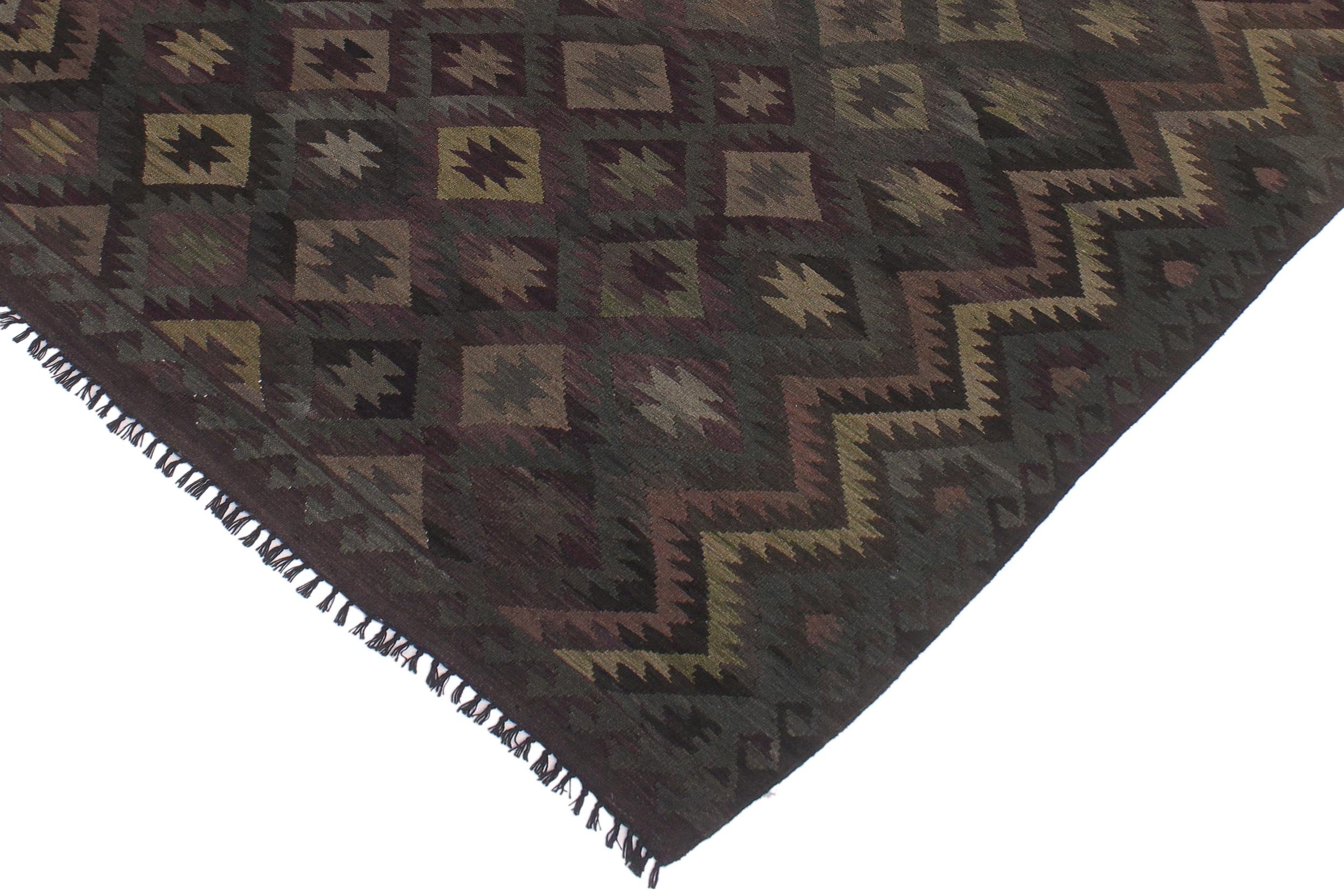 handmade Modern Kilim Purple Green Hand-Woven RECTANGLE 100% WOOL area rug 6 x 10