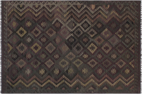 handmade Modern Kilim Purple Green Hand-Woven RECTANGLE 100% WOOL area rug 6 x 10