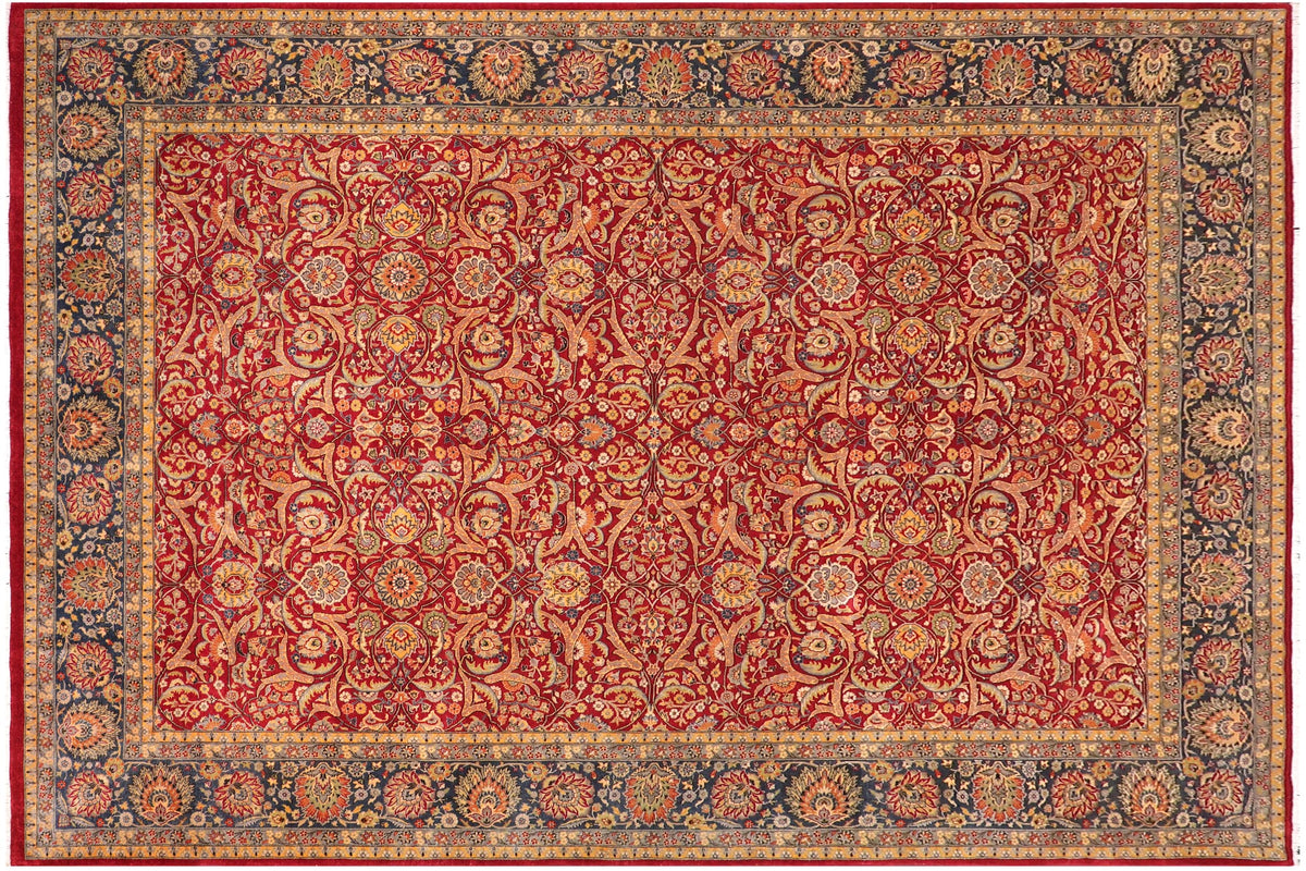 handmade Traditional Design Red Teal Hand Knotted RECTANGLE 100% WOOL area rug 10' x 14'