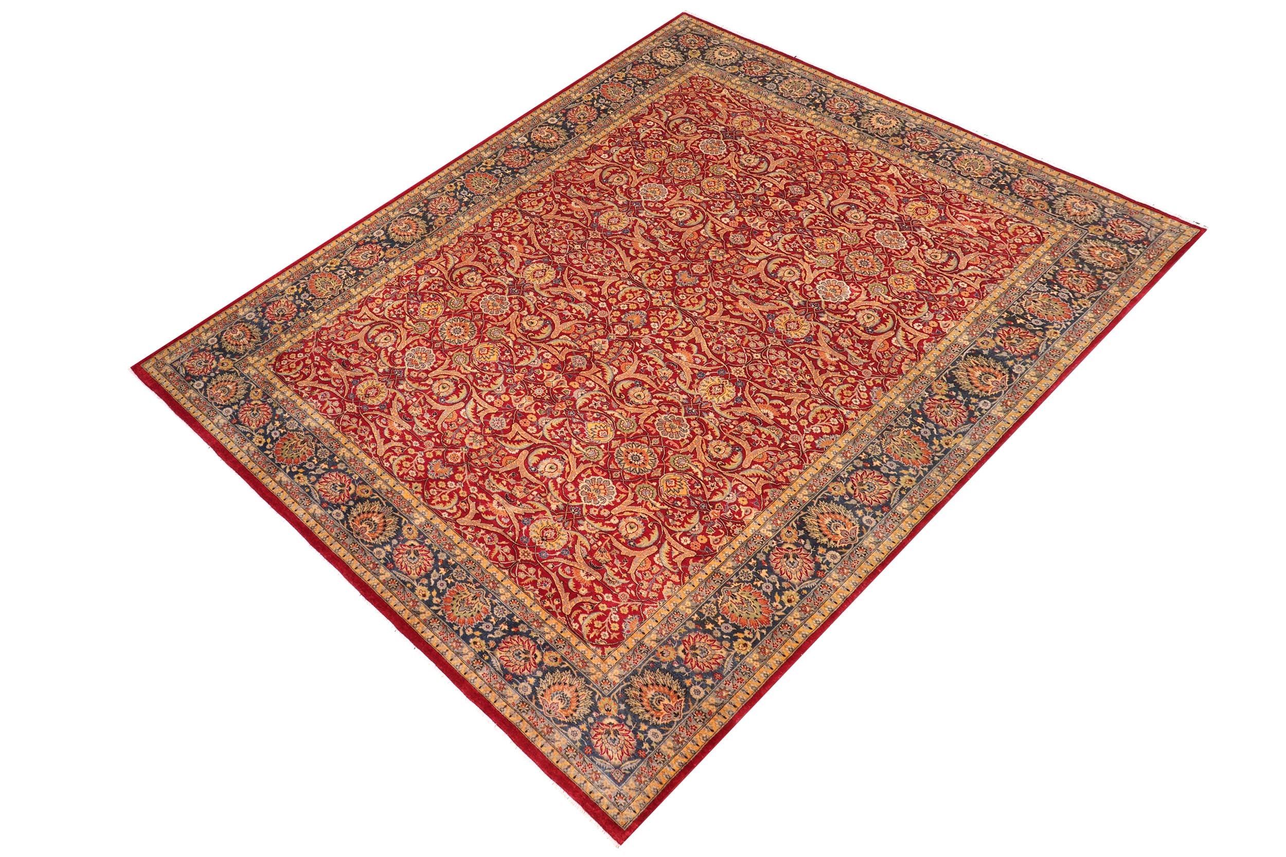handmade Traditional Design Red Teal Hand Knotted RECTANGLE 100% WOOL area rug 10' x 14'