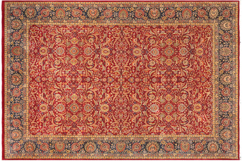 handmade Traditional Design Red Teal Hand Knotted RECTANGLE 100% WOOL area rug 10' x 14'