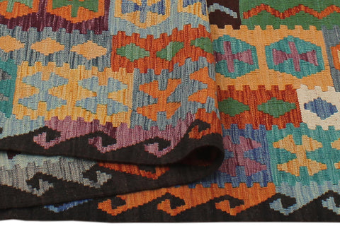 handmade Geometric Kilim Rust Brown Hand-Woven RECTANGLE 100% WOOL area rug 10 x 13