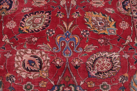 Traditional handmade Persian vintage distressed Red Beige Hand Knotted RECTANGLE 100% WOOL area rug 10X13